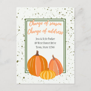 Fall Pumpkin Change of Season Change of Address Announcement Postcard