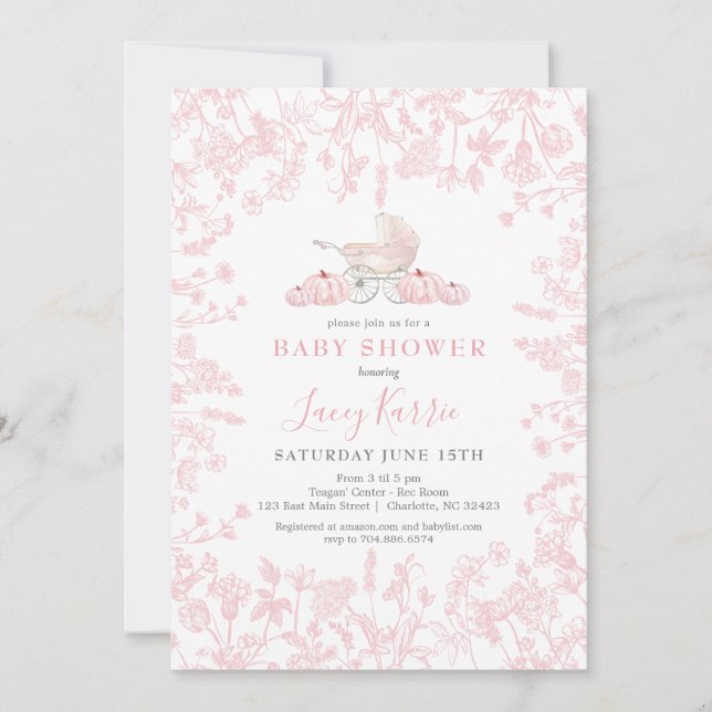 Fall Pumpkin Chinoiserie baby Shower Invitation, Invitation (Front)