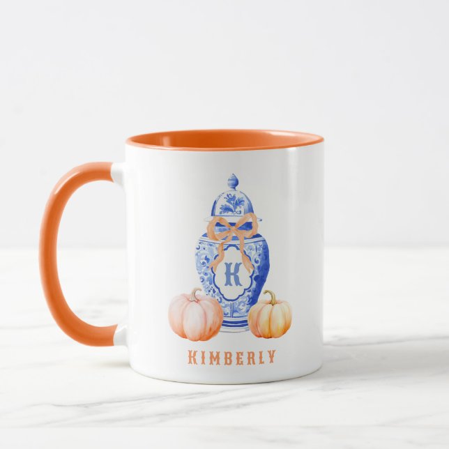 Fall Pumpkin | Chinoiserie Ginger Jar Monogram Mug (Left)