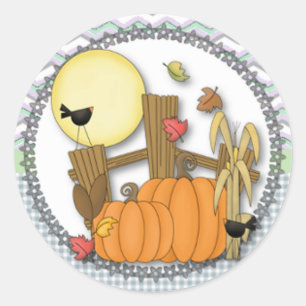 Fall Pumpkin Classic Round Sticker