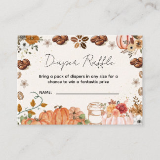 Fall Pumpkin Coffee Diaper Raffle  Enclosure Card
