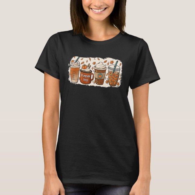Fall Pumpkin Coffee Drinks Drinking Halloween T-Shirt (Front)