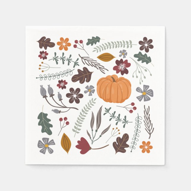 Fall pumpkin contemporary graphic pattern napkin (Front)