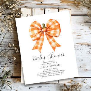 Fall Pumpkin Coquette Bow Baby Shower Invitation