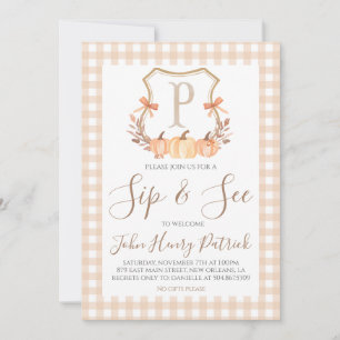 Fall Pumpkin Crest Sip & See Invitation
