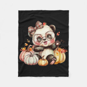 Fall Pumpkin Cute Panda Bear Fall Autumn Thanksgiv Fleece Blanket