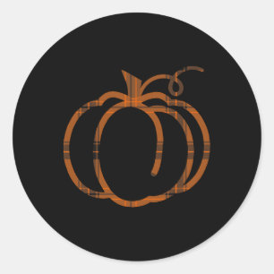 Fall Pumpkin Cute Thanksgiving Autumn Buffalo Plai Classic Round Sticker