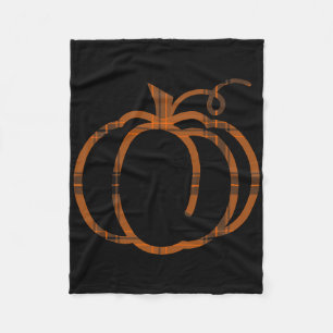 Fall Pumpkin Cute Thanksgiving Autumn Buffalo Plai Fleece Blanket