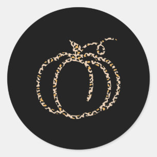 Fall Pumpkin Cute Thanksgiving Autumn Leopard Pump Classic Round Sticker
