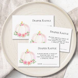 Fall Pumpkin Diaper Raffle Girl's Baby Shower Enclosure Card