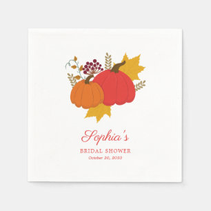 Fall Pumpkin Elegant Script Bridal Shower Napkin