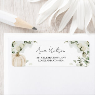 Fall Pumpkin Eucalyptus Wedding Return Address Label