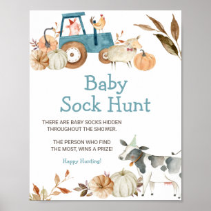 Fall Pumpkin Farm Animal Baby Sock Hunt  Poster