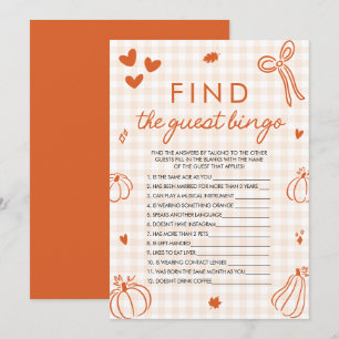 Fall Pumpkin Find the Guest Bingo Baby Shower Game Invitation