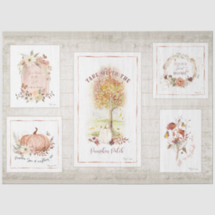 Fall Pumpkin Floral Autumn Tree Leaves Decoupage Tissue Paper