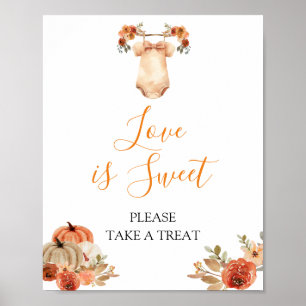 Fall Pumpkin Floral Baby Clothes Love is Sweet Poster