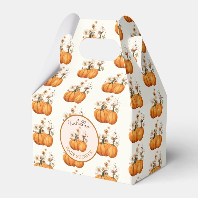 Fall Pumpkin Floral Baby Shower Custom Favour Box (Front Side)