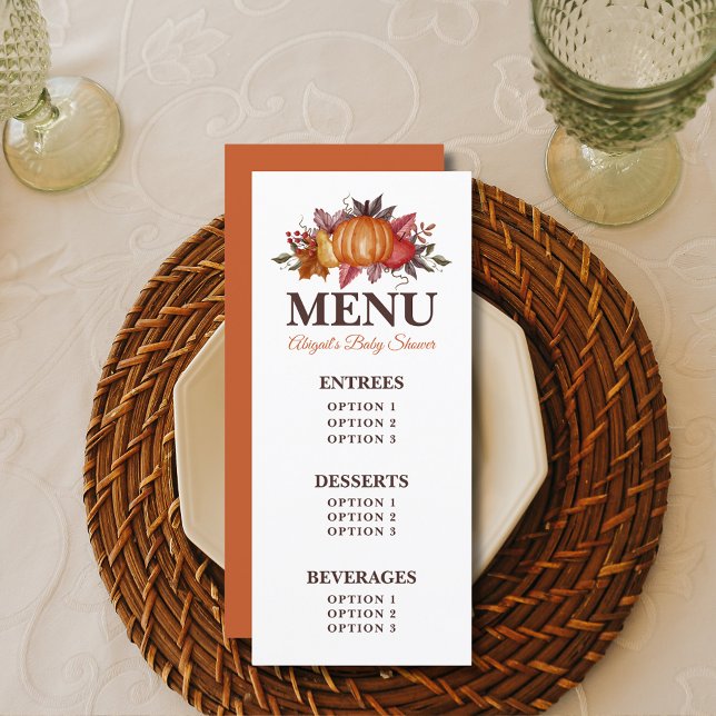 Fall Pumpkin Floral Baby Shower Menu (Creator Uploaded)