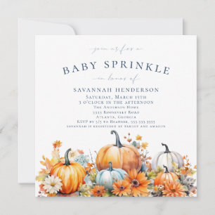 Fall Pumpkin Floral Baby Shower Sprinkle Invitation