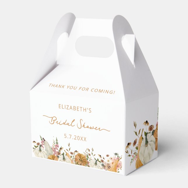 Fall Pumpkin Floral Bridal Shower Favour Box (Front Side)