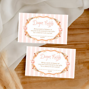 Fall Pumpkin Floral Diaper Raffle Tickets Enclosure Card