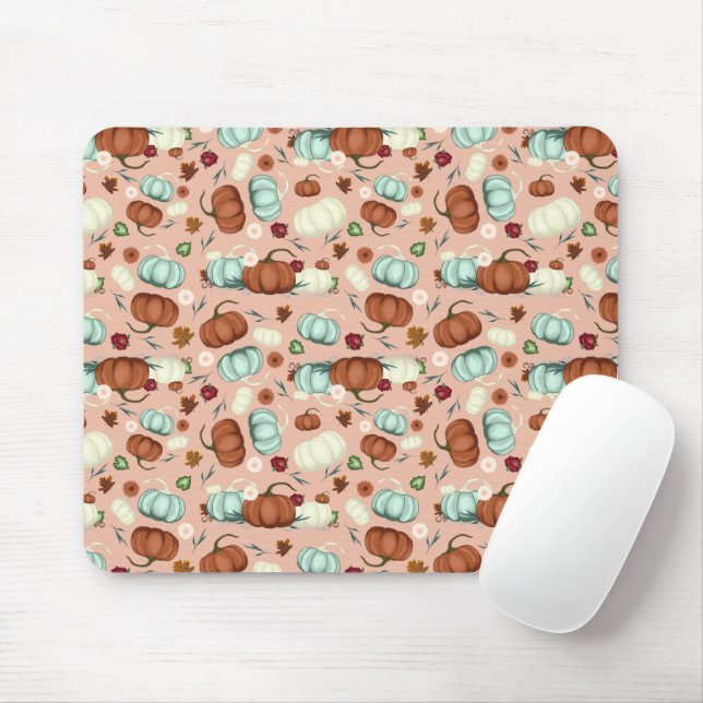 Fall Pumpkin Floral Mouse Pad (With Mouse)