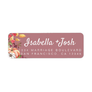 Fall Pumpkin Foliage Purple Wedding Return Address Label