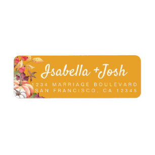 Fall Pumpkin Foliage Yellow Wedding Return Address Label