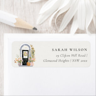 Fall Pumpkin Front Door Floral Moved Address Return Address Label