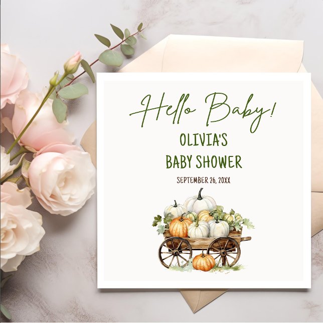 Fall Pumpkin Gender Neutral Baby Shower Napkin (Creator Uploaded)