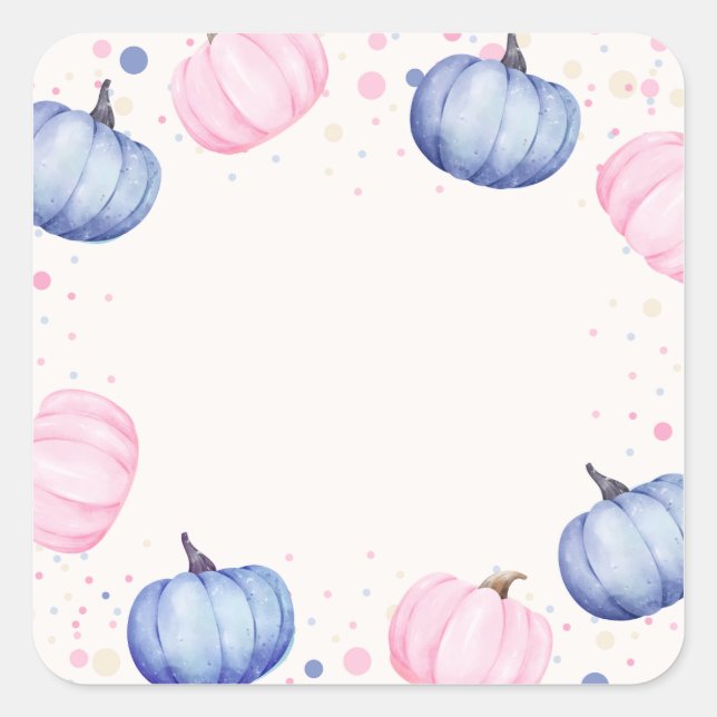 Fall Pumpkin Gender Reveal Stickers Pink Blue (Front)