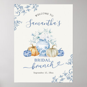 Fall Pumpkin Ginger Jar Chinoiserie Welcome Sign