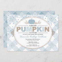 fall pumpkin gingham confetti boy baby shower