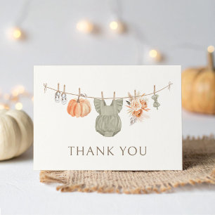 Fall Pumpkin Girl Baby Clothes Baby Shower Thank You Card