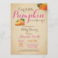 Fall Pumpkin Girl Baby Shower Invitation