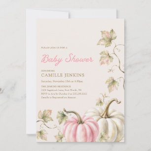 Fall Pumpkin Girl Baby Shower Invitation