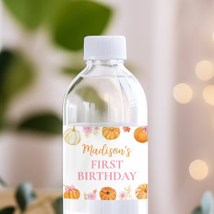 Fall Pumpkin Girl Birthday Water Bottle Labels