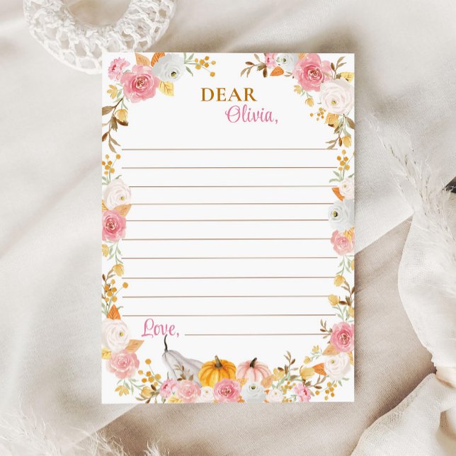 Fall Pumpkin Girl Time Capsule Note Message Card (Creator Uploaded)