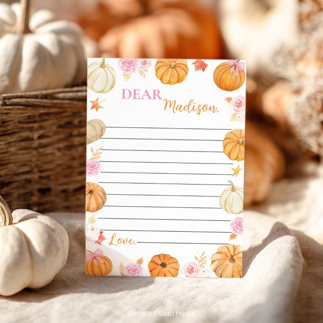 Fall Pumpkin Girl Time Capsule Note Message Card (Creator Uploaded)
