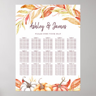 Fall Pumpkin Golden Foliage Wedding Seating Chart