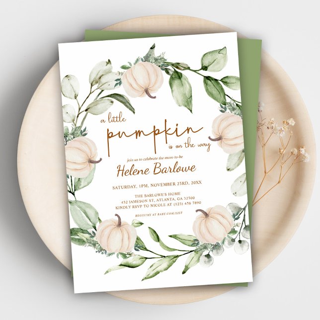 Fall Pumpkin Greenery Baby Shower Invitation (Fall Pumpkin Greenery Baby Shower Invitation)