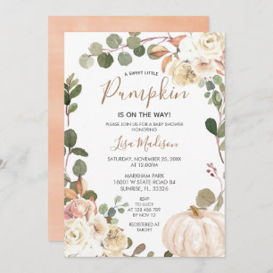 Fall Pumpkin Greenery is on the Way Baby Shower  I Invitation