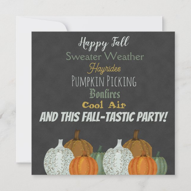 Fall Pumpkin Grey background party invitation (Front)