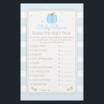 Fall Pumpkin Guess the Price Baby Boy Shower Game Flyer<br><div class="desc">Preppy boy pumpkin baby shower design in blue and taupe on a striped background accented with tiny swiss dots. Additional colour schemes as well as coordinating items are available in this design. Contact us if you need this design applied to a specific product! Thank you so much for viewing a...</div>
