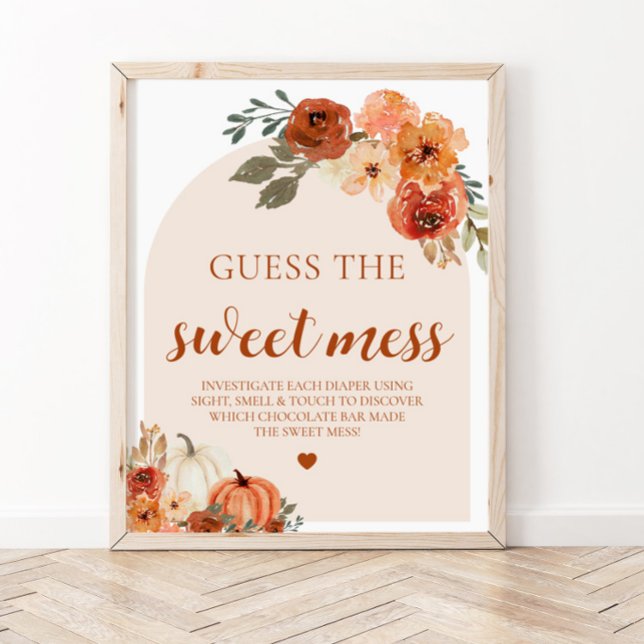 Fall Pumpkin Guess the Sweet Mess Baby Shower Game Poster (Creator Uploaded)
