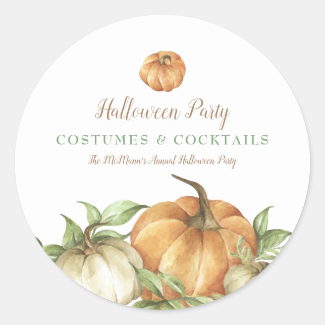 Fall Pumpkin Halloween Classic Round Sticker (Front)