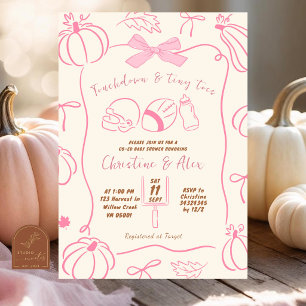 Fall Pumpkin Hand Drawn Touchdown and Tiny Toes Invitation