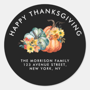 fall pumpkin happy thanksgiving classic round sticker