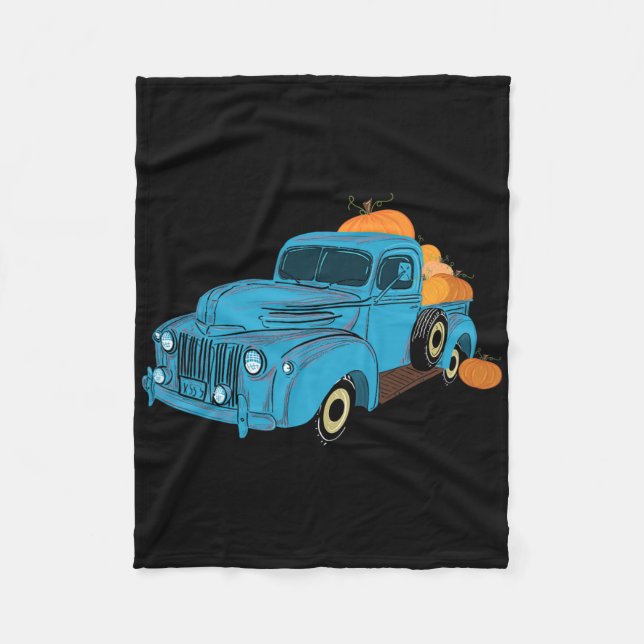 Fall Pumpkin Harvest Time Old Pickup Farm Truck  Fleece Blanket (Front)
