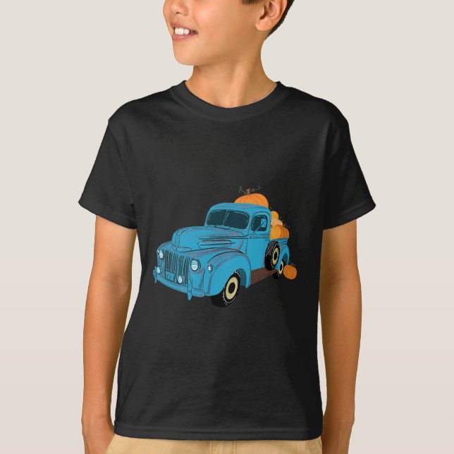Fall Pumpkin Harvest Time Old Pickup Farm Truck  T-Shirt (Front)
